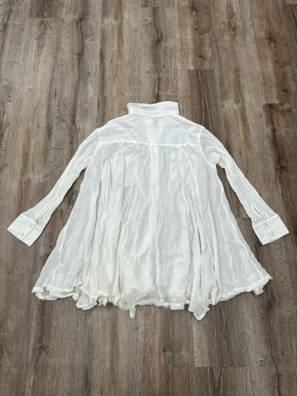 NWOT Free People White Sheer Flared Button-Up Tunic - Picture 3 of 6